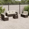  8 részes barna polyrattan kerti ülőgarnitúra párnákkal
