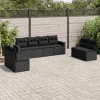  8 részes fekete polyrattan kerti ülőgarnitúra párnákkal