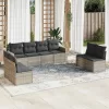  8 részes világosszürke polyrattan kerti ülőgarnitúra párnával
