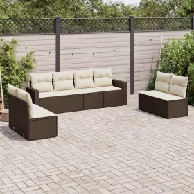    8 részes barna polyrattan kerti ülőgarnitúra párnákkal