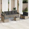  9 részes szürke polyrattan kerti ülőgarnitúra párnákkal