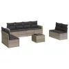  9 részes világosszürke polyrattan kerti ülőgarnitúra párnával