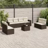  9 részes barna polyrattan kerti ülőgarnitúra párnákkal