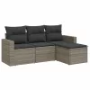  4 részes szürke polyrattan kerti ülőgarnitúra párnákkal
