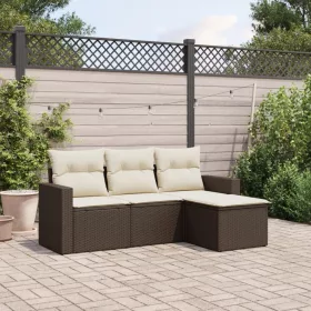    4 részes barna polyrattan kerti ülőgarnitúra párnákkal