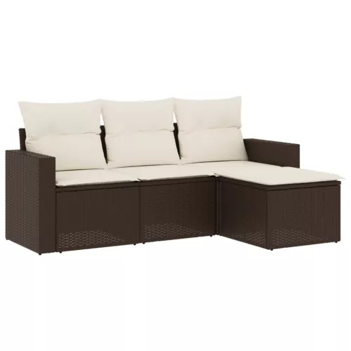  4 részes barna polyrattan kerti ülőgarnitúra párnákkal