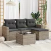  5 részes szürke polyrattan kerti ülőgarnitúra párnákkal