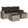  5 részes világosszürke polyrattan kerti ülőgarnitúra párnákkal