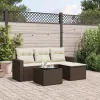  5 részes barna polyrattan kerti ülőgarnitúra párnával