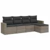  5 részes szürke polyrattan kerti ülőgarnitúra párnákkal