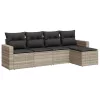  5 részes világosszürke polyrattan kerti ülőgarnitúra párnákkal
