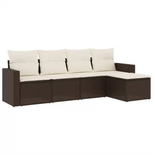  5 részes barna polyrattan kerti ülőgarnitúra párnával