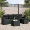  6 részes fekete polyrattan kerti ülőgarnitúra párnákkal