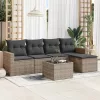  6 részes szürke polyrattan kerti ülőgarnitúra párnákkal