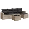  6 részes világosszürke polyrattan kerti ülőgarnitúra párnákkal