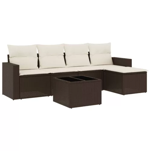  6 részes barna polyrattan kerti ülőgarnitúra párnával