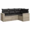  4 részes világosszürke polyrattan kerti ülőgarnitúra párnákkal