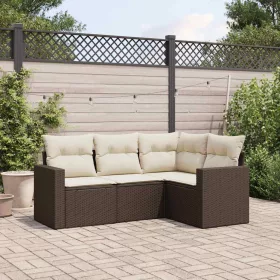    4 részes barna polyrattan kerti ülőgarnitúra párnákkal