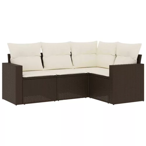  4 részes barna polyrattan kerti ülőgarnitúra párnákkal
