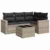  5 részes világosszürke polyrattan kerti ülőgarnitúra párnákkal