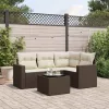  5 részes barna polyrattan kerti ülőgarnitúra párnával