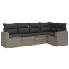  5 részes szürke polyrattan kerti ülőgarnitúra párnákkal