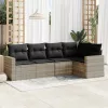  5 részes világosszürke polyrattan kerti ülőgarnitúra párnákkal