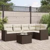  6 részes barna polyrattan kerti ülőgarnitúra párnával