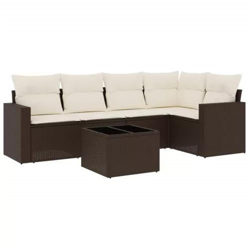  6 részes barna polyrattan kerti ülőgarnitúra párnával