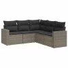  5 részes szürke polyrattan kerti ülőgarnitúra párnákkal