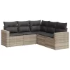  5 részes világosszürke polyrattan kerti ülőgarnitúra párnákkal