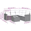  6 részes fekete polyrattan kerti ülőgarnitúra párnákkal