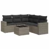  6 részes szürke polyrattan kerti ülőgarnitúra párnákkal
