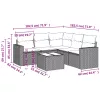  6 részes világosszürke polyrattan kerti ülőgarnitúra párnákkal