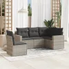  5 részes világosszürke polyrattan kerti ülőgarnitúra párnákkal