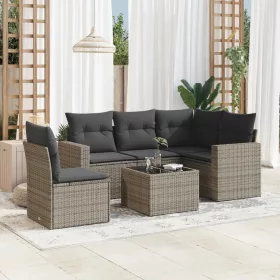    6 részes szürke polyrattan kerti ülőgarnitúra párnákkal