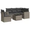  6 részes szürke polyrattan kerti ülőgarnitúra párnákkal