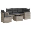  6 részes világosszürke polyrattan kerti ülőgarnitúra párnákkal