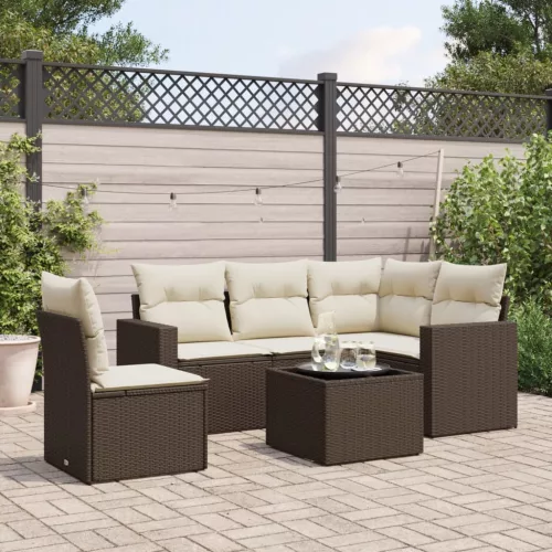  6 részes barna polyrattan kerti ülőgarnitúra párnával