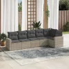  6 részes világosszürke polyrattan kerti ülőgarnitúra párnákkal