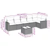  7 részes fekete polyrattan kerti ülőgarnitúra párnával
