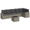  7 részes szürke polyrattan kerti ülőgarnitúra párnákkal