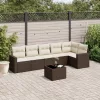  7 részes barna polyrattan kerti ülőgarnitúra párnákkal