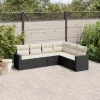 6 részes fekete polyrattan kerti ülőgarnitúra párnákkal