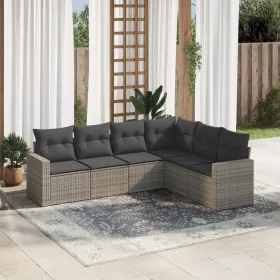    6 részes szürke polyrattan kerti ülőgarnitúra párnákkal