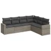  6 részes szürke polyrattan kerti ülőgarnitúra párnákkal