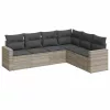  6 részes világosszürke polyrattan kerti ülőgarnitúra párnákkal