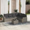  7 részes szürke polyrattan kerti ülőgarnitúra párnákkal