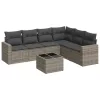  7 részes szürke polyrattan kerti ülőgarnitúra párnákkal