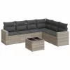  7 részes világosszürke polyrattan kerti ülőgarnitúra párnákkal
